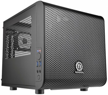 THERMALTAKE Core V1 Mini-ITX Case 2x USB 3.0 and 1x HD Audio I/O connector on top, one preinstalled 200mm fan