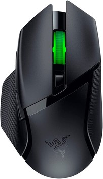 Razer Basilisk V3 X HyperSpeed juoda bevielė Bluetooth ergonomi&scaron;ka žaidimų pelė su 7 programuojamais mygtukais ir 5G pažangiu 18K DPI optiniu jutikliu | Iki 18000 DPI | 110 g