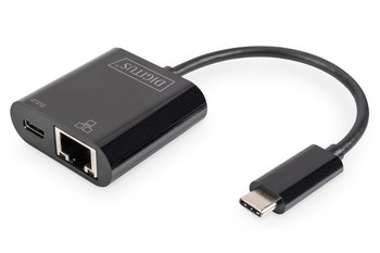 Digitus | USB-Type-C Gigabit Ethernet Adapter + PD with power delivery function | DN-3027 | Black