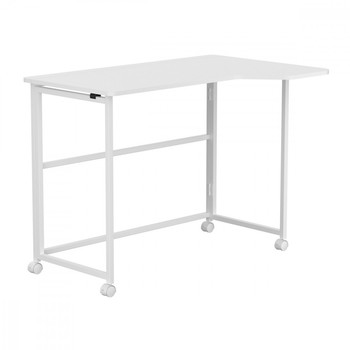 Maclean MC-1250 L/W sulankstomas mobilus ra&scaron;omasis kompiuterio stalas ant ratukų | Stalvir&scaron;io i&scaron;matavimai: 100x65 cm, auk&scaron;tis: 75 cm | L formos profiliuotas ergonomi&scaron;kas dizainas | Spalva: Balta | Maksimali apkrova: iki 50 kg | Kompakti&scaron;kas saugojimas: sulankstytas užima tik 8 cm gylio vietą | 4 fiksuojami (blokuojami) ratukai stabiliam pastatymui | Stalvir&scaron;io storis: 15 mm