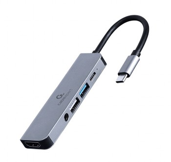 GEMBIRD A-CM-COMBO5-02 Multi Port Adapter USB Type C 5in1 Hub + HDMI + PD + stereo audio