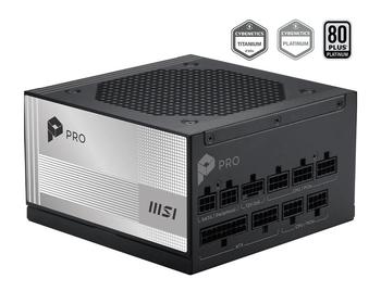 MSI PRO A1000PL PCIE5 EU Black Embossed Cable 1000W Full-Modular Platinum ENFR Color Box Wooden Pallet 84M