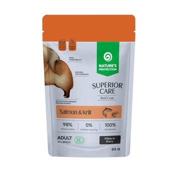 NATURE'S PROTECTION Superior Care Red coat Salmon&Krill - drėgnas ėdalas &scaron;unims - 85g