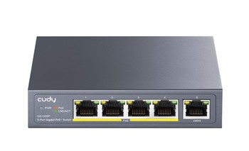 Cudy GS1005P tinklo komutatorius Ne-valdomas Gigabit Ethernet (10/100/1000) Maitinimas per Eternetą (PoE) Pilka