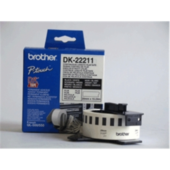 Brother | DK-22211 Continuous Length Paper Label | Black, White | DK | 29mm | 15.24 m