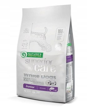 NATURE'S PROTECTION Superior Care White Dogs Grain Free Junior Salmon - sausas maistas &scaron;uniukams - 1,5 kg