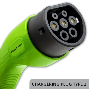 QOLTEC 52478 Mobile EV charger with adjustable 2in1 Type2 11kW CEE 5 PIN Wifi LCD 3 phase Portable Wallbox 5m