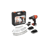 BLACK & DECKER | 18V Impact Drill (with 2 x 18V 2.0Ah batteries with charge status indicator, 1A charger and 80 accessories) | BCD383D2XKA-QW | 2.0 Ah